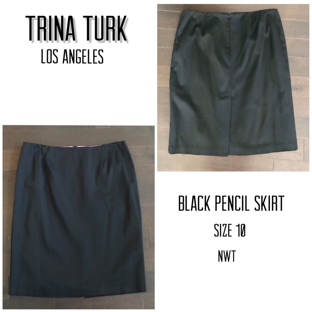 NWT Trina Turk black lined pencil skirt sz 10